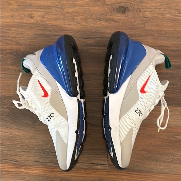 Nike Air Max 270 White with Blue and Red Accents - Picture 3 of 6